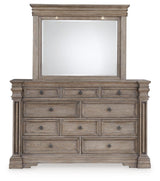 Side angle of Blairhurst dresser showing wood finish and drawer details