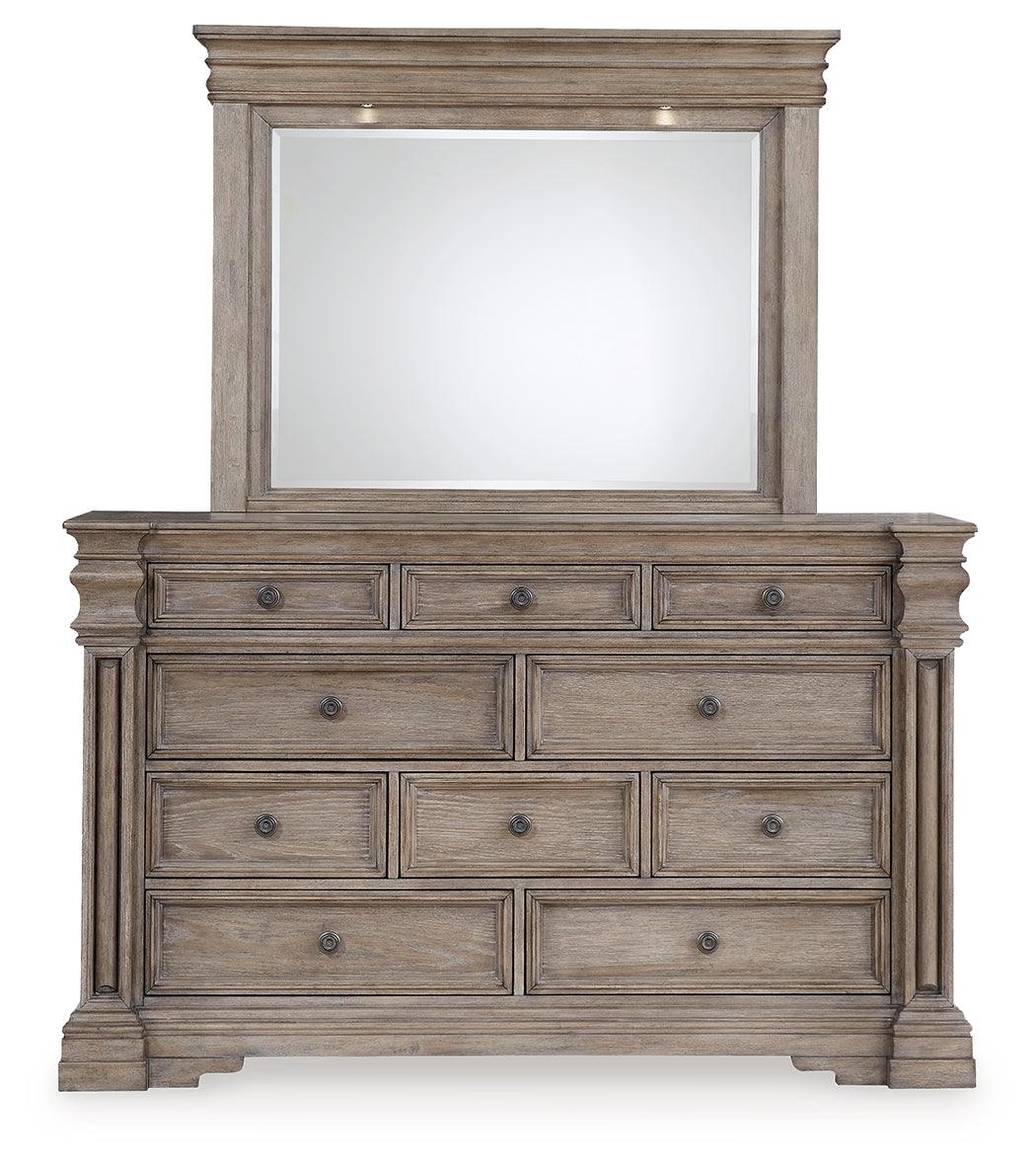 Side angle of Blairhurst dresser showing wood finish and drawer details