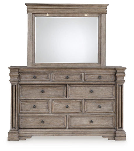 Side angle of Blairhurst dresser showing wood finish and drawer details