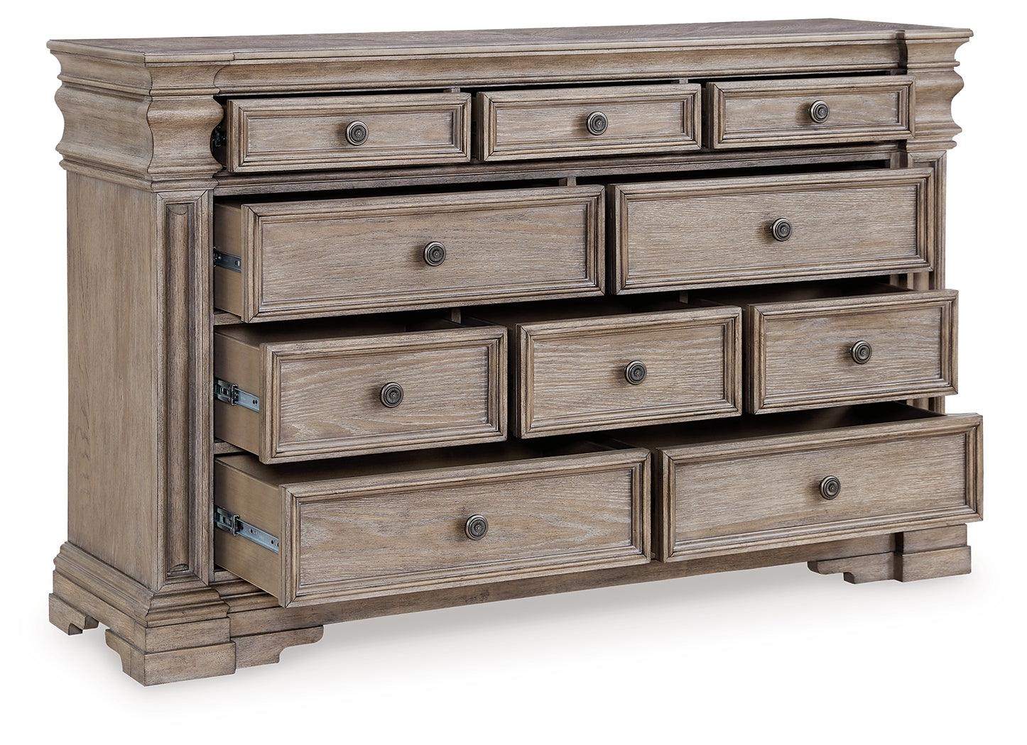 Top drawer detail with lined interior