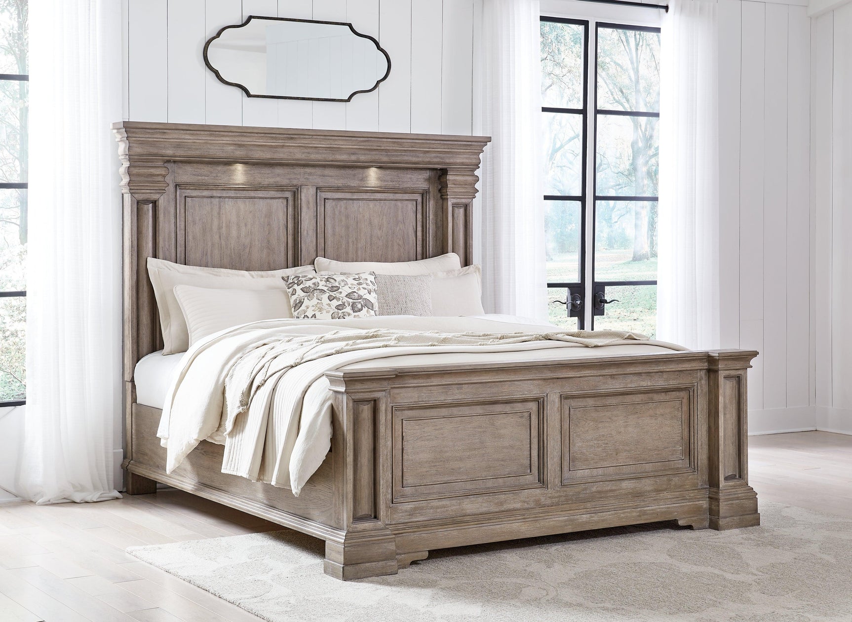 Close-up of Blairhurst bed headboard with LED lighting