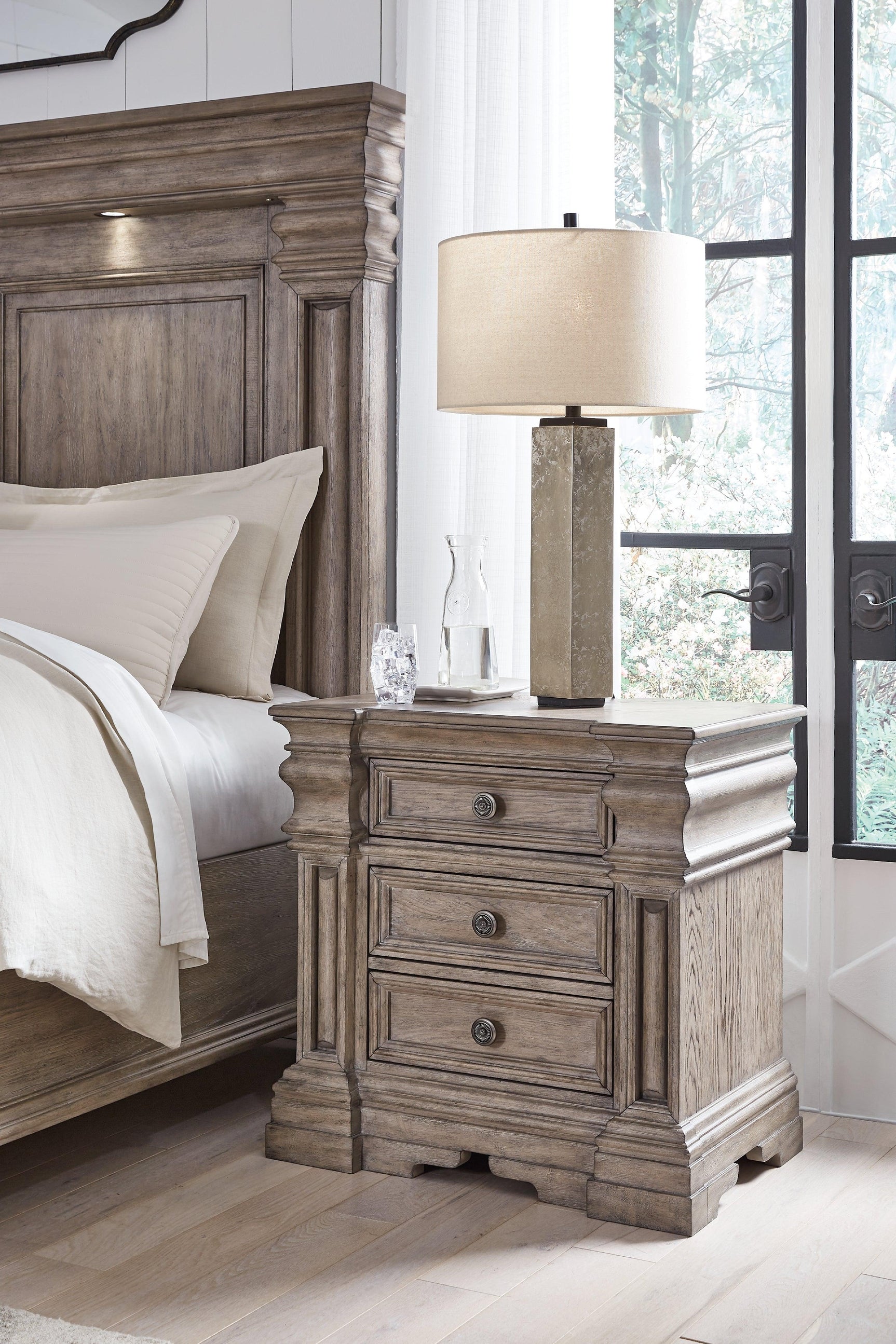 Blairhurst Nightstand top surface close-up with inlaid veneer