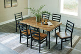 Full view of Blondon 7-piece dining table and chairs set