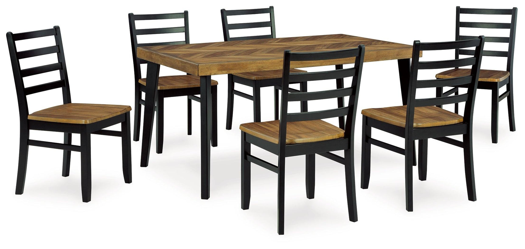 Set of six black ladderback dining chairs from Blondon collection