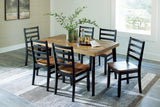 Top view of rectangular Blondon dining table chevron pattern