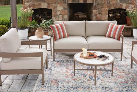 Bluff Trail Beige Outdoor Love/Chairs/Tables Set (Set of 5) from Decor Furniture