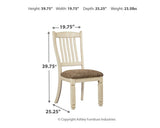 Back view showcasing rake-back design on Bolanburg dining chair