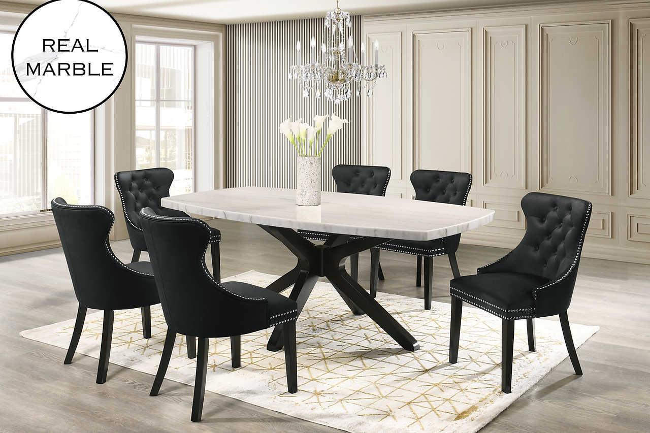 Bolivar Marble Top Dining Table front angle