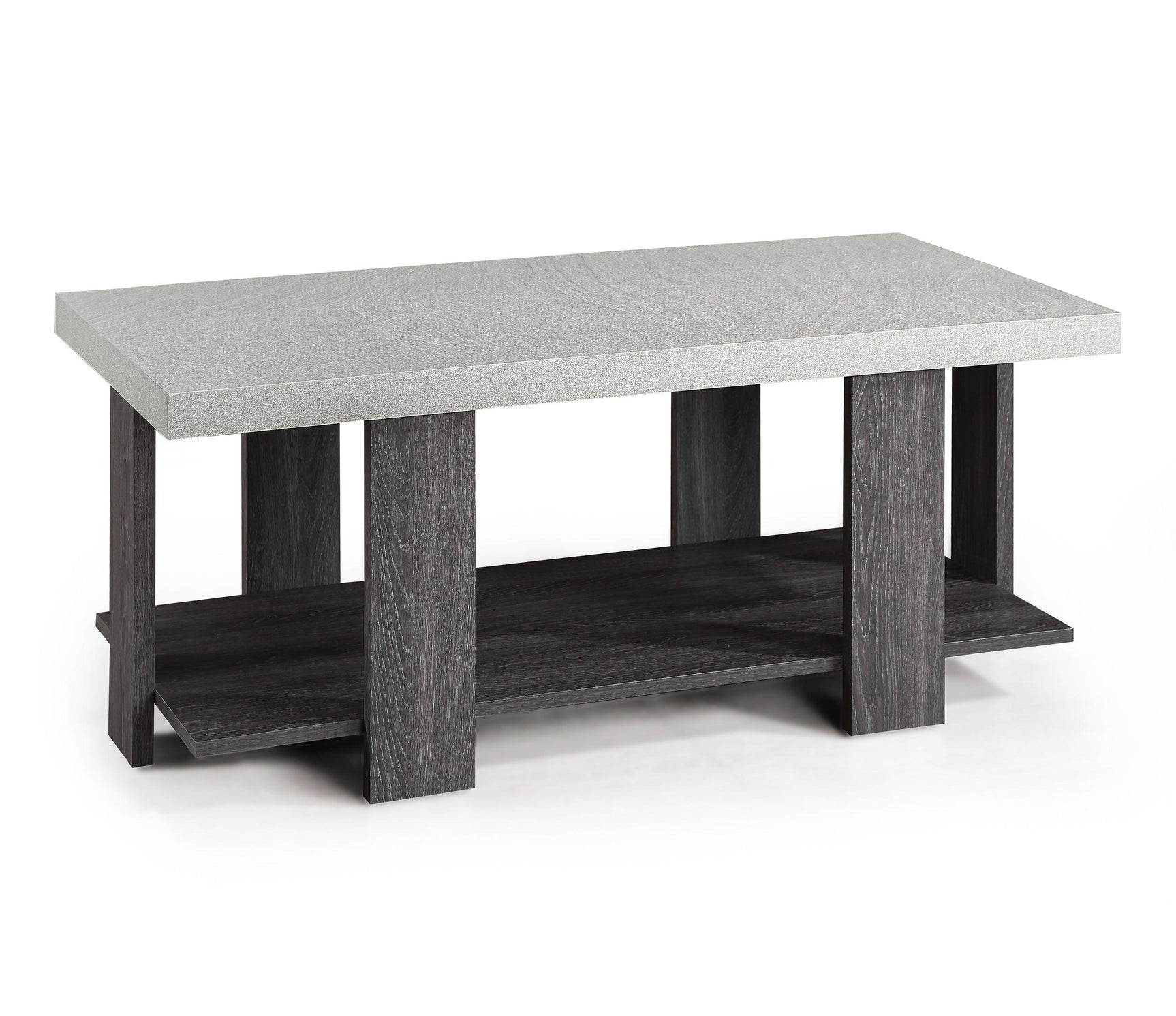 Boris White and Gray Cocktail Coffee Table side angle
