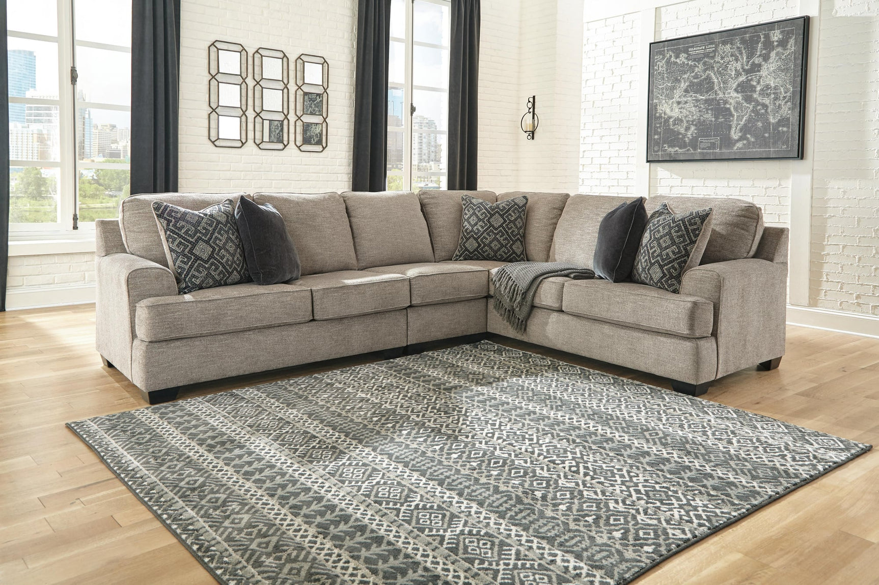 Bovarian Stone Chenille 3-Piece Sectional - image 5