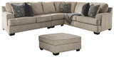 Side view of Bovarian Stone 3-Piece Sectional Sofa in stone upholstery