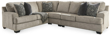 Close-up detail of Bovarian Stone sectional upholstery and cushions