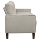 Bowen 2-Piece Upholstered Beige Track Arm Tufted Sofa Set side profile