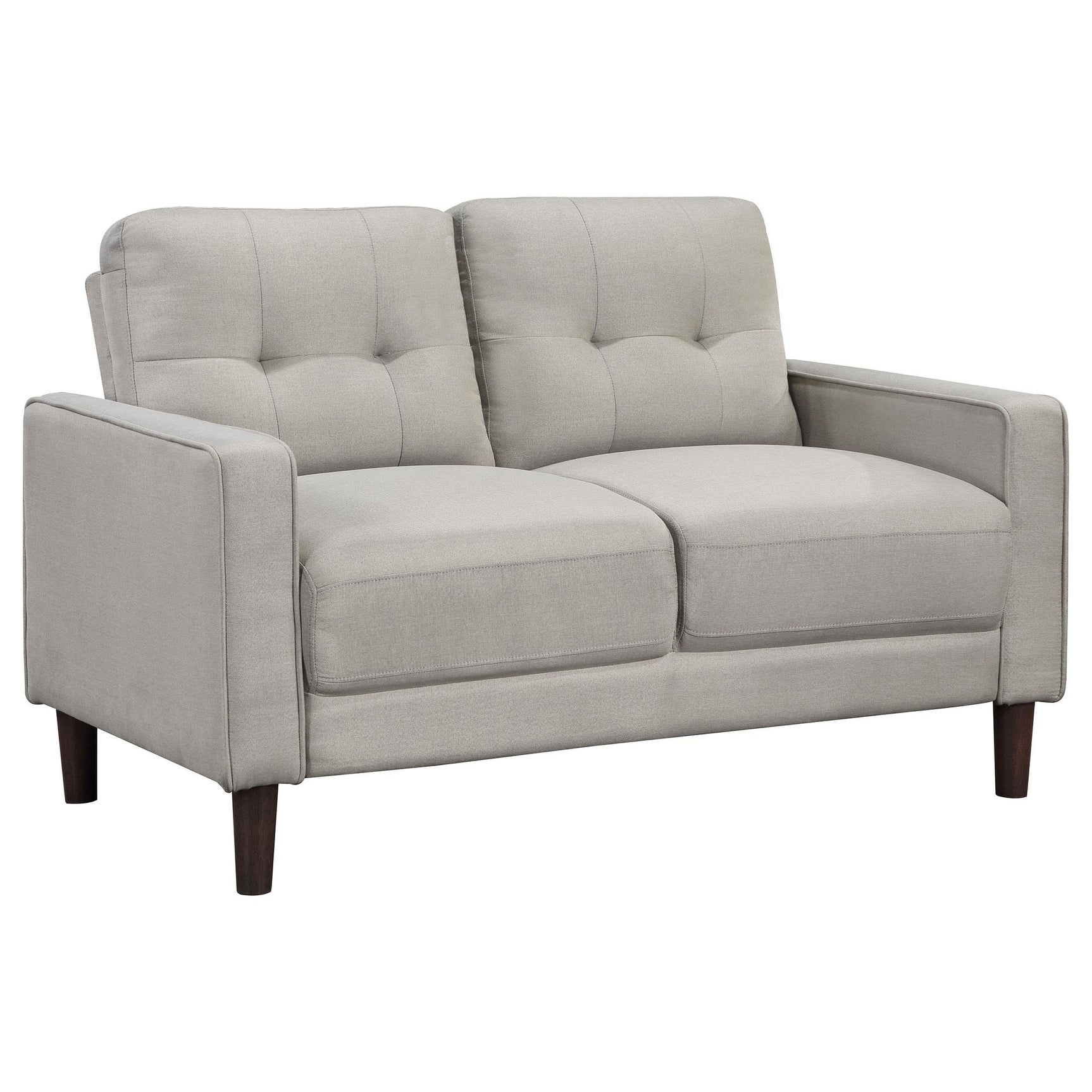 Bowen 2-Piece Upholstered Beige Track Arm Tufted Sofa Set detailed fabric texture