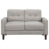Bowen 2-Piece Upholstered Beige Track Arm Tufted Sofa Set front view