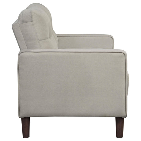 Bowen 2-Piece Upholstered Beige Track Arm Tufted Sofa Set tuft detail close-up