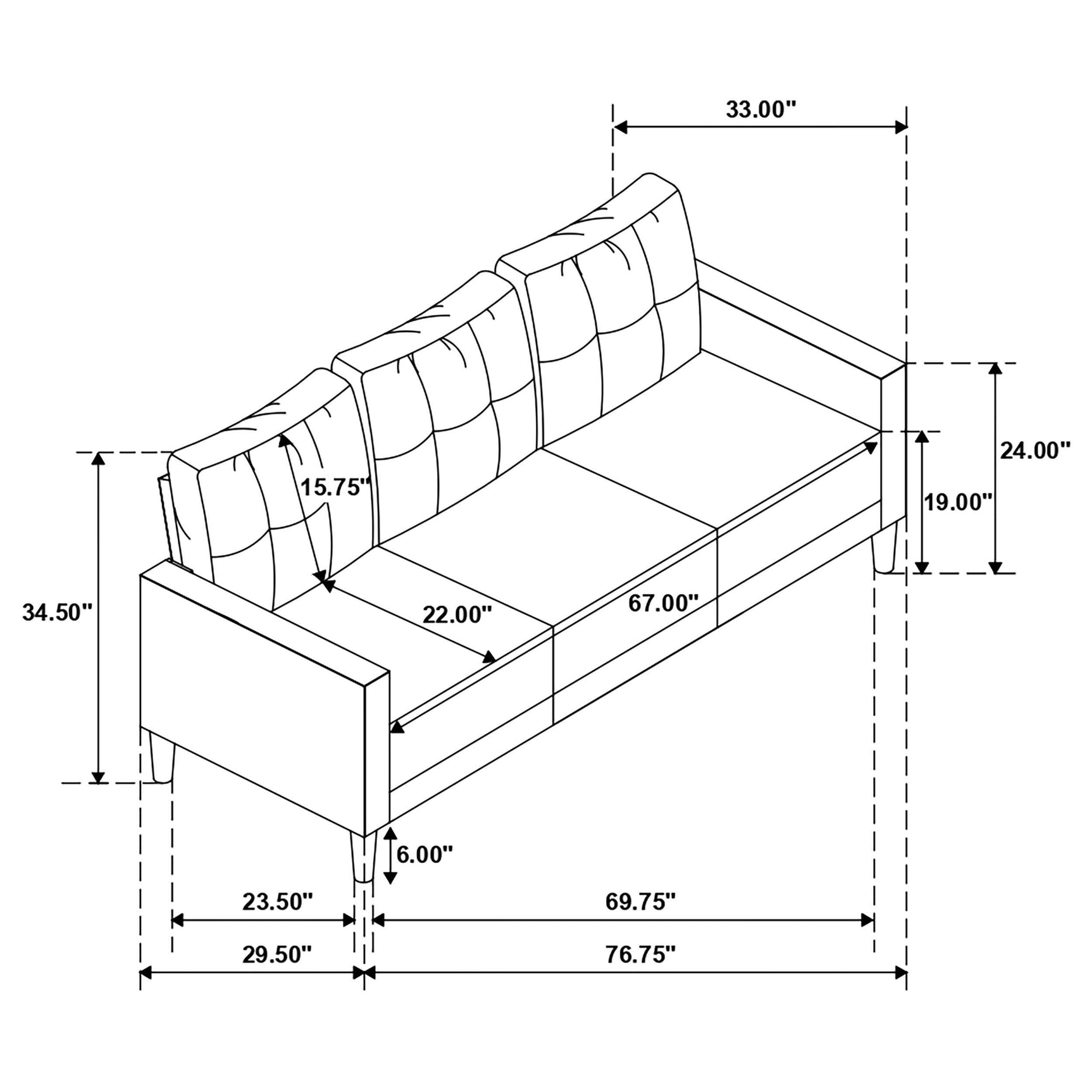 Detailed tufted upholstery on Bowen sofa arm