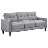 Side view of Bowen 2-Piece Grey Upholstered Sofa and Loveseat set