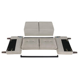 side profile of Bowen beige loveseat with track arms