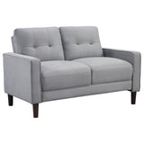 Detailed look at the tufted arm design of Bowen sofa