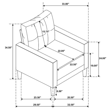 Side close-up of Bowen sofa arm and cushions