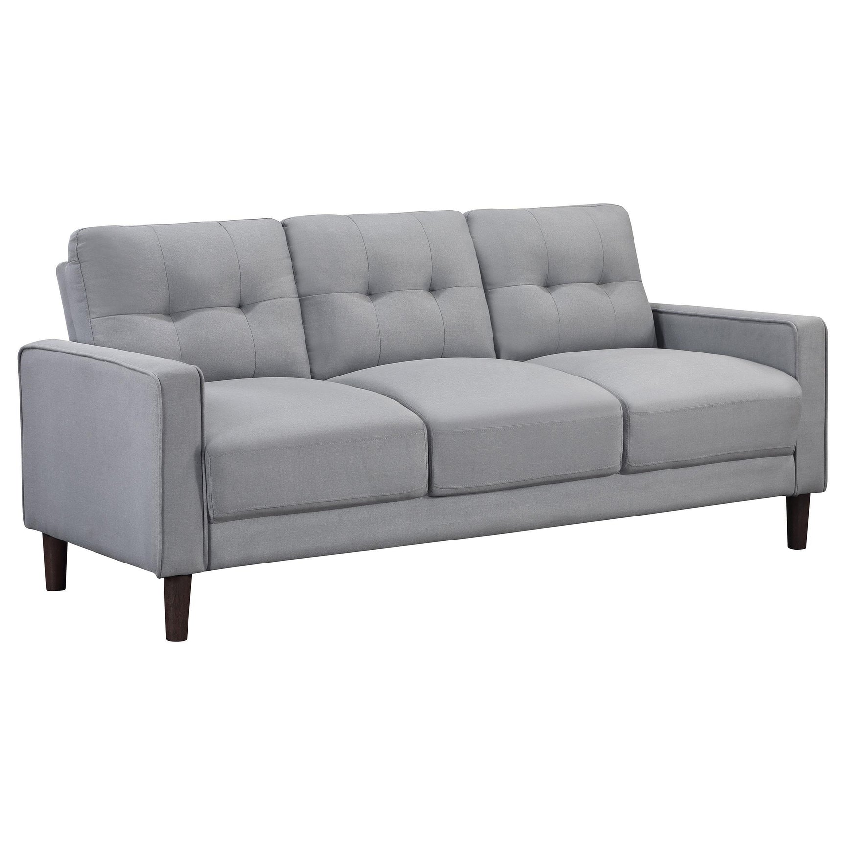 Bowen 3-Piece Upholstered Sofa side angle in grey fabric