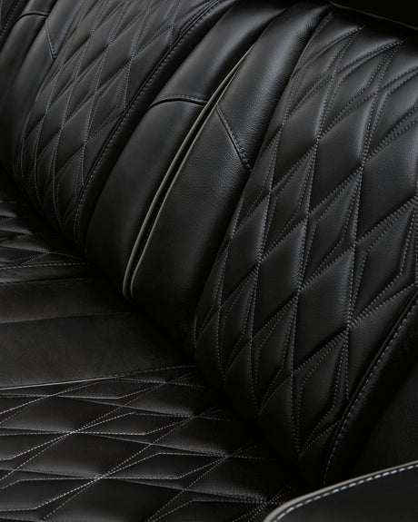 Boyington Black Leather Power Recliner side detailed angle
