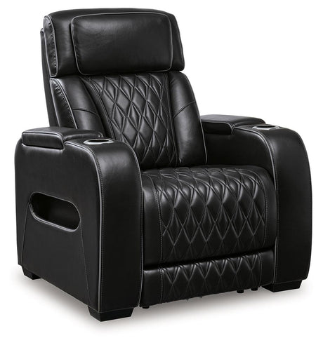 Boyington Black Leather Power Recliner side view