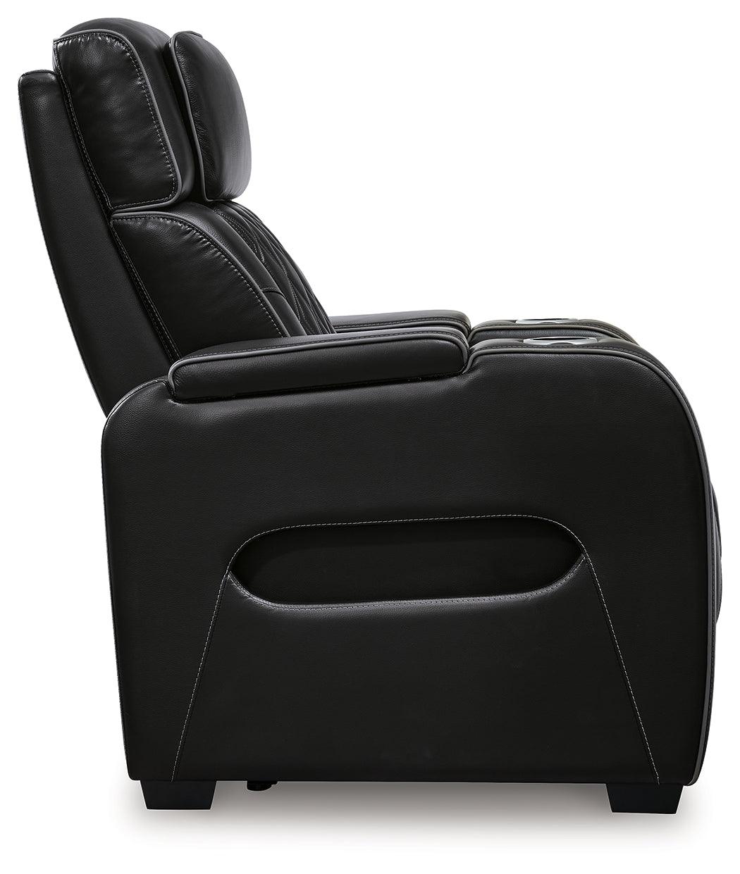 side view of Boyington Black Leather Power Recliner recliner