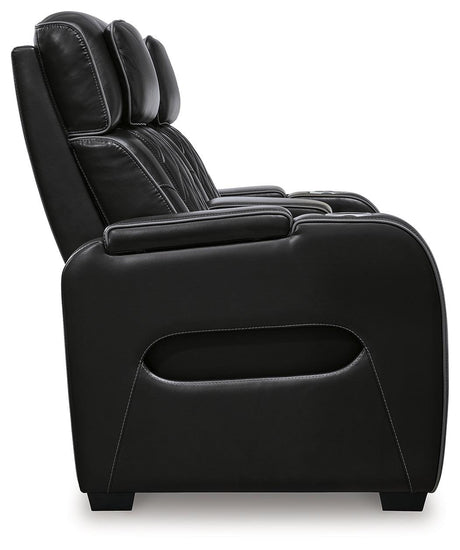 Boyington loveseat fully reclined position