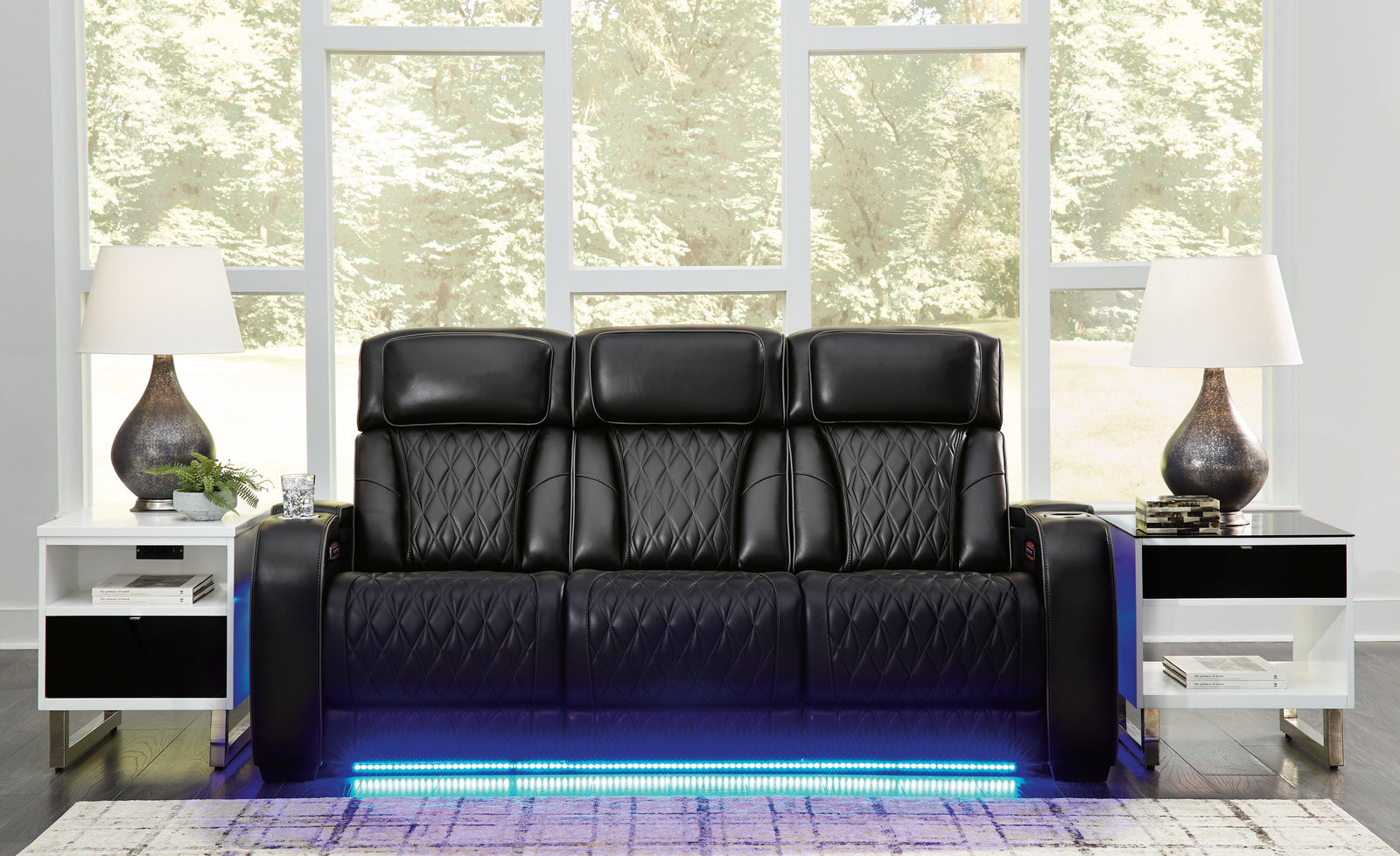 Boyington Black Leather Power Reclining Sofa - Ella Furniture