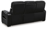 Boyington Black Leather Power Reclining Sofa massage and heat control panel