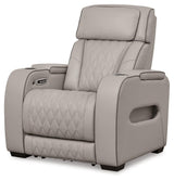 Boyington Gray Leather Power Recliner side profile