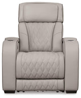 Boyington Gray Leather Power Recliner front angle