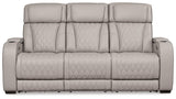 Boyington gray leather sofa with USB charging ports