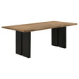 Bradshaw dining table rectangular top with natural acacia live edge view