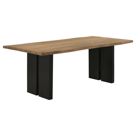 Bradshaw dining table rectangular top with natural acacia live edge view