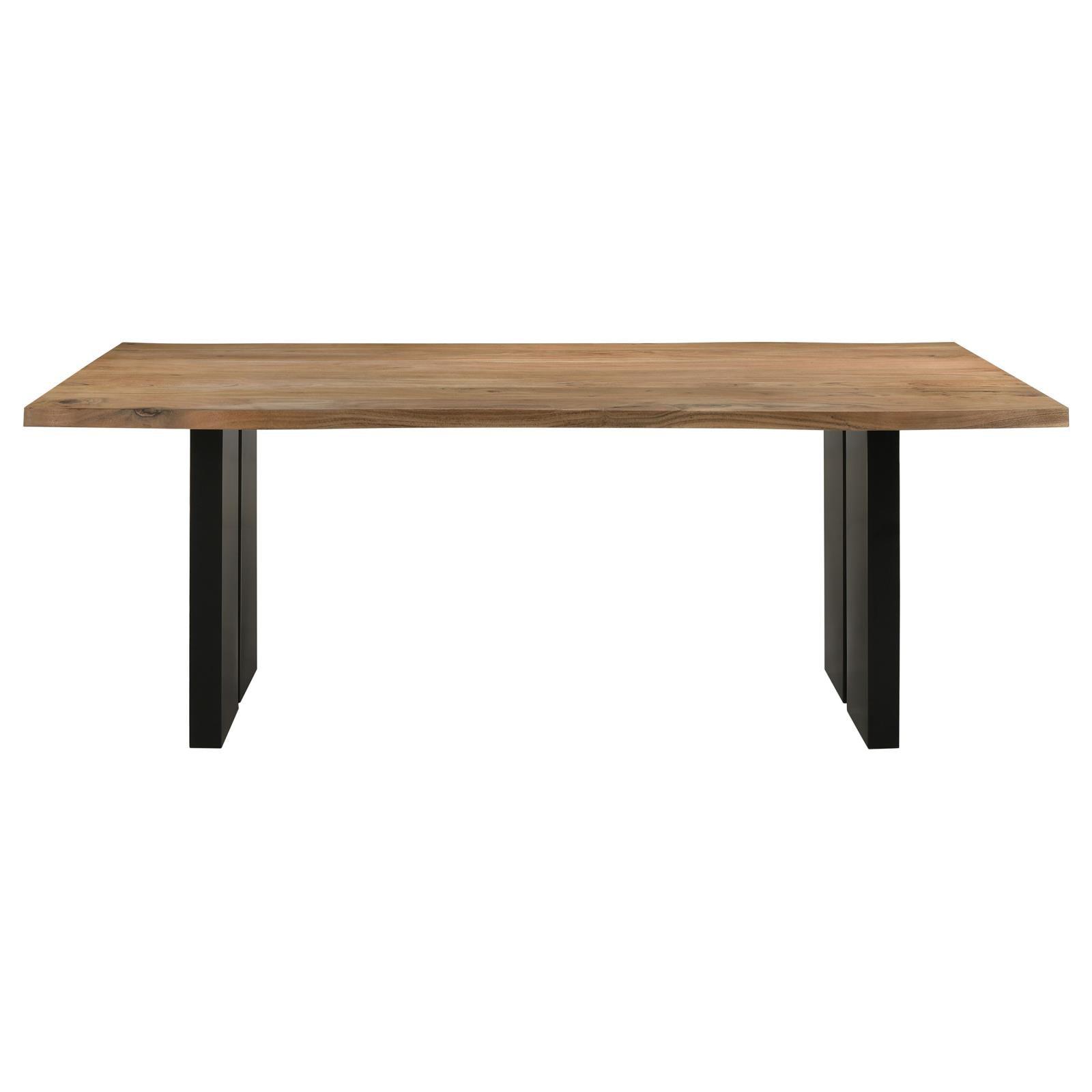 Close-up of acacia wood grain and live edge on Bradshaw dining table