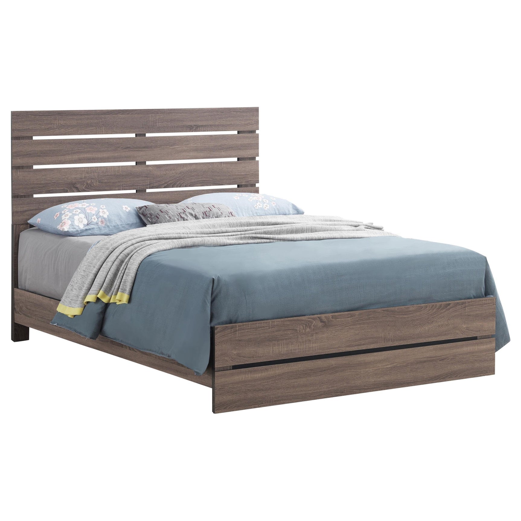 Side angle of Brantford King Panel Bed showing footboard and support legs