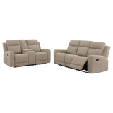 Brentwood reclining sofa with lever and cupholders close-up