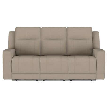 Side view of Brentwood reclining sofa showing tufted upholstery