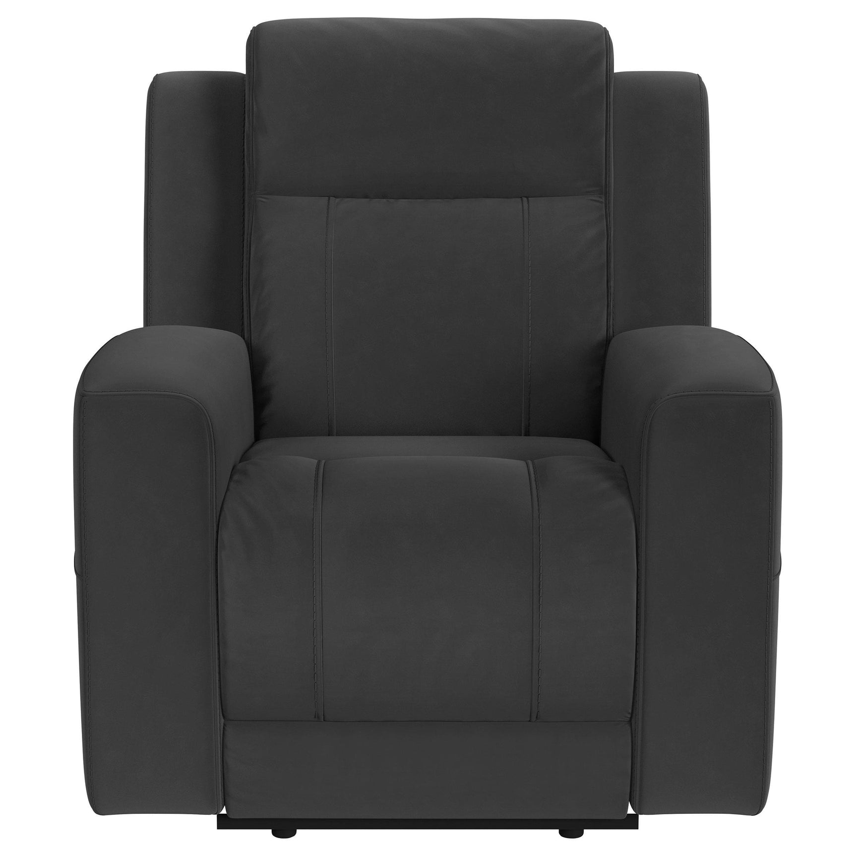 Brentwood 3-piece black upholstered reclining sofa set side view