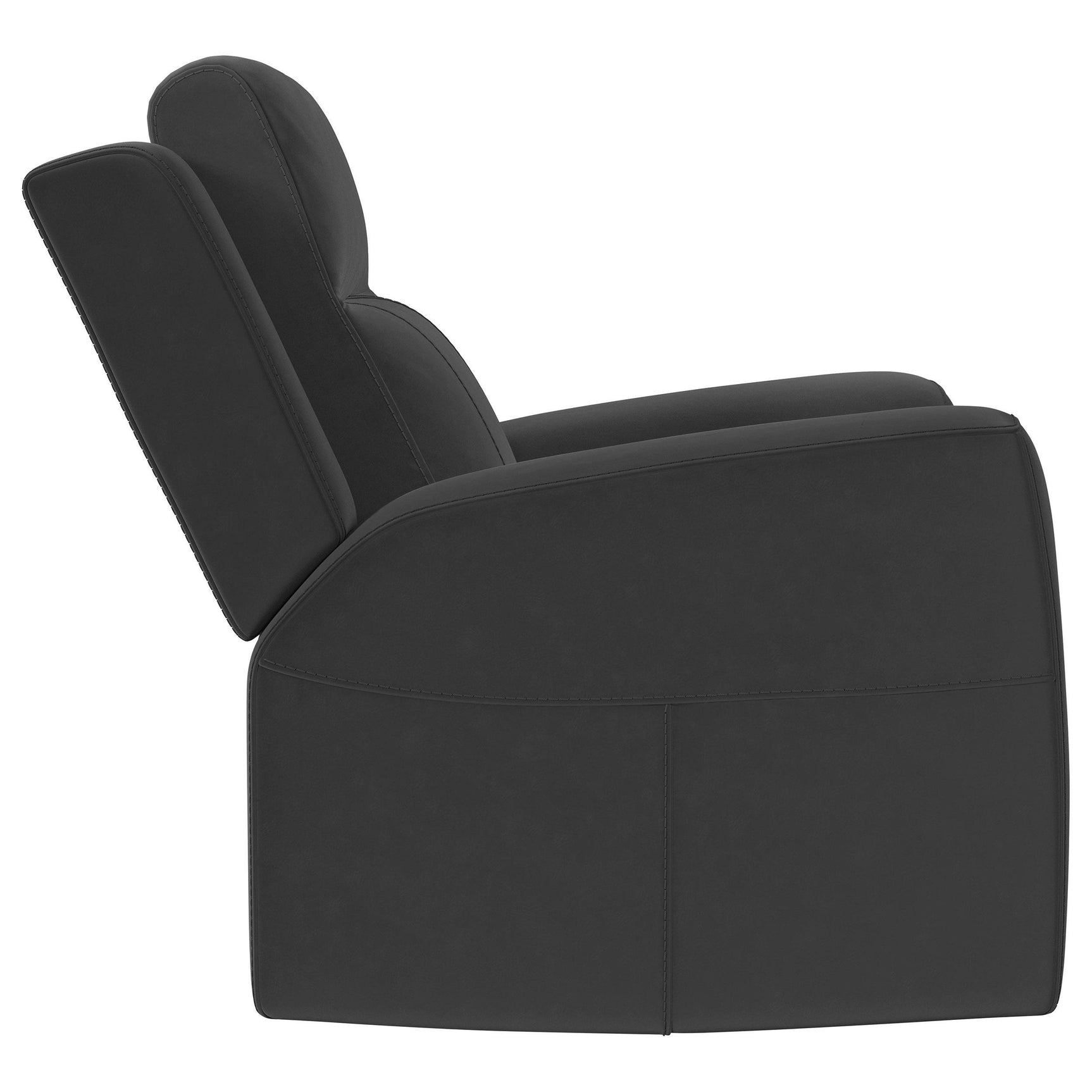 Brentwood 3-piece black upholstered reclining sofa set side view