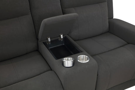 Brentwood 3-piece black upholstered reclining sofa set side view