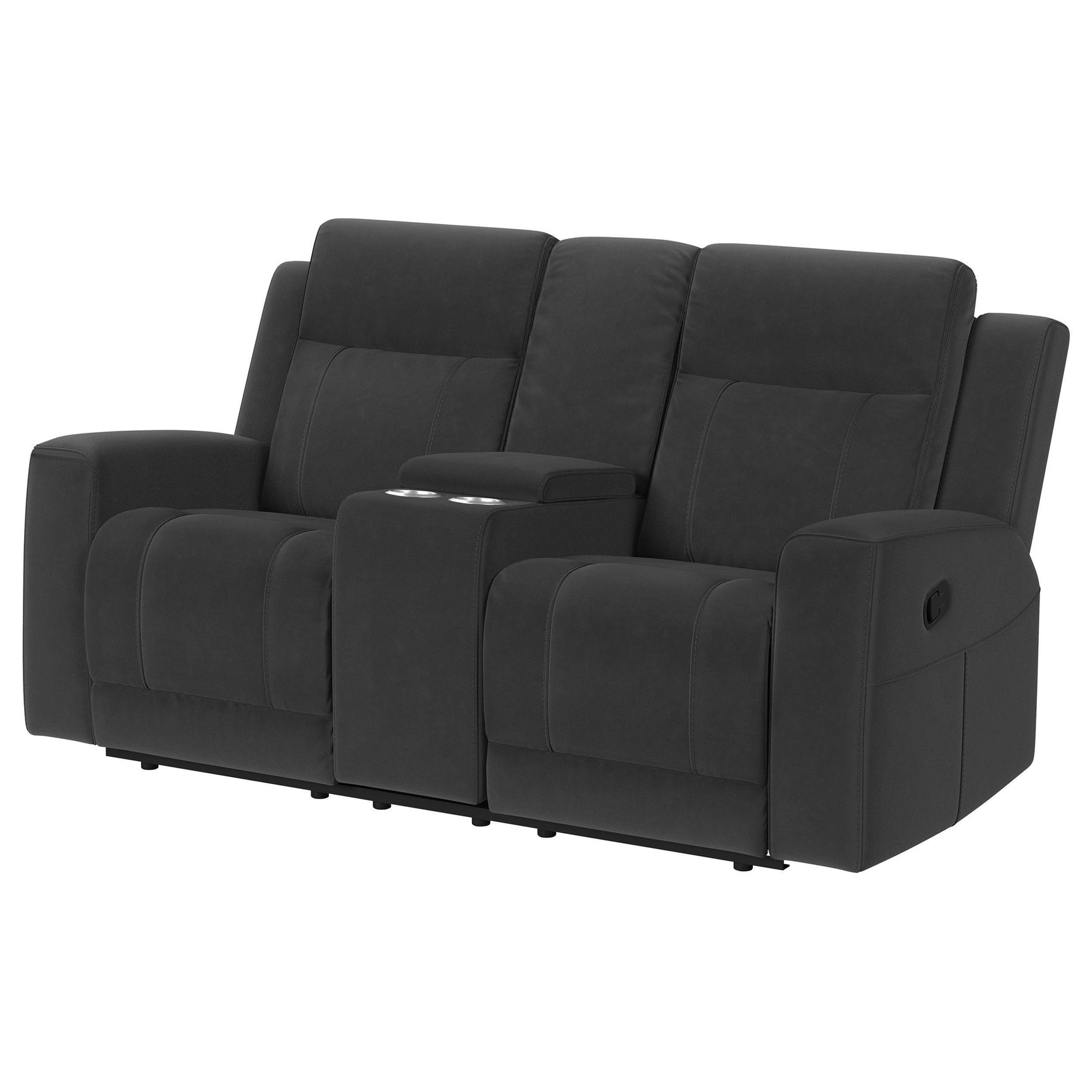 View of center console with cup holders opened