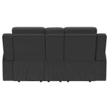 Top angle of Brentwood black reclining loveseat