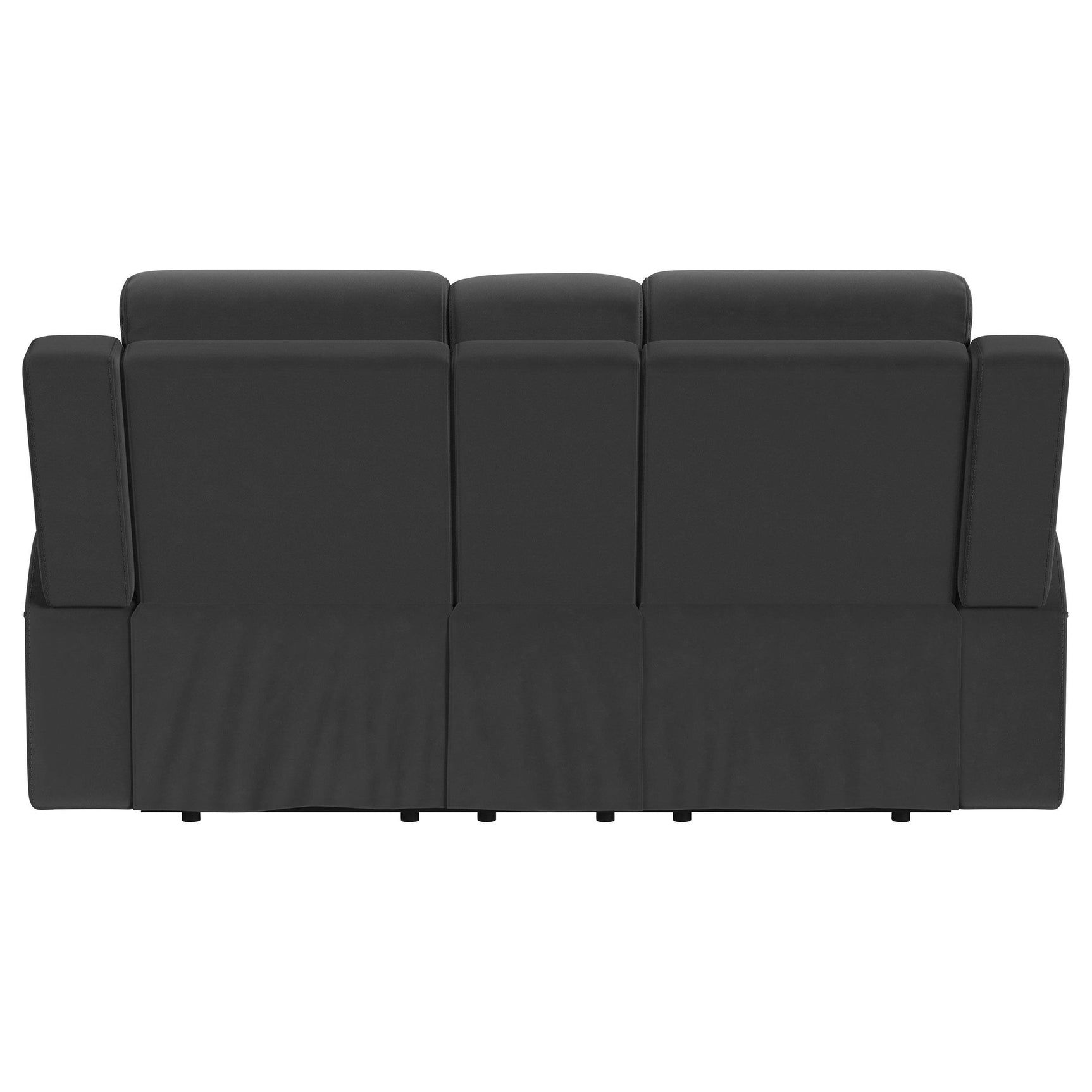 Top angle of Brentwood black reclining loveseat
