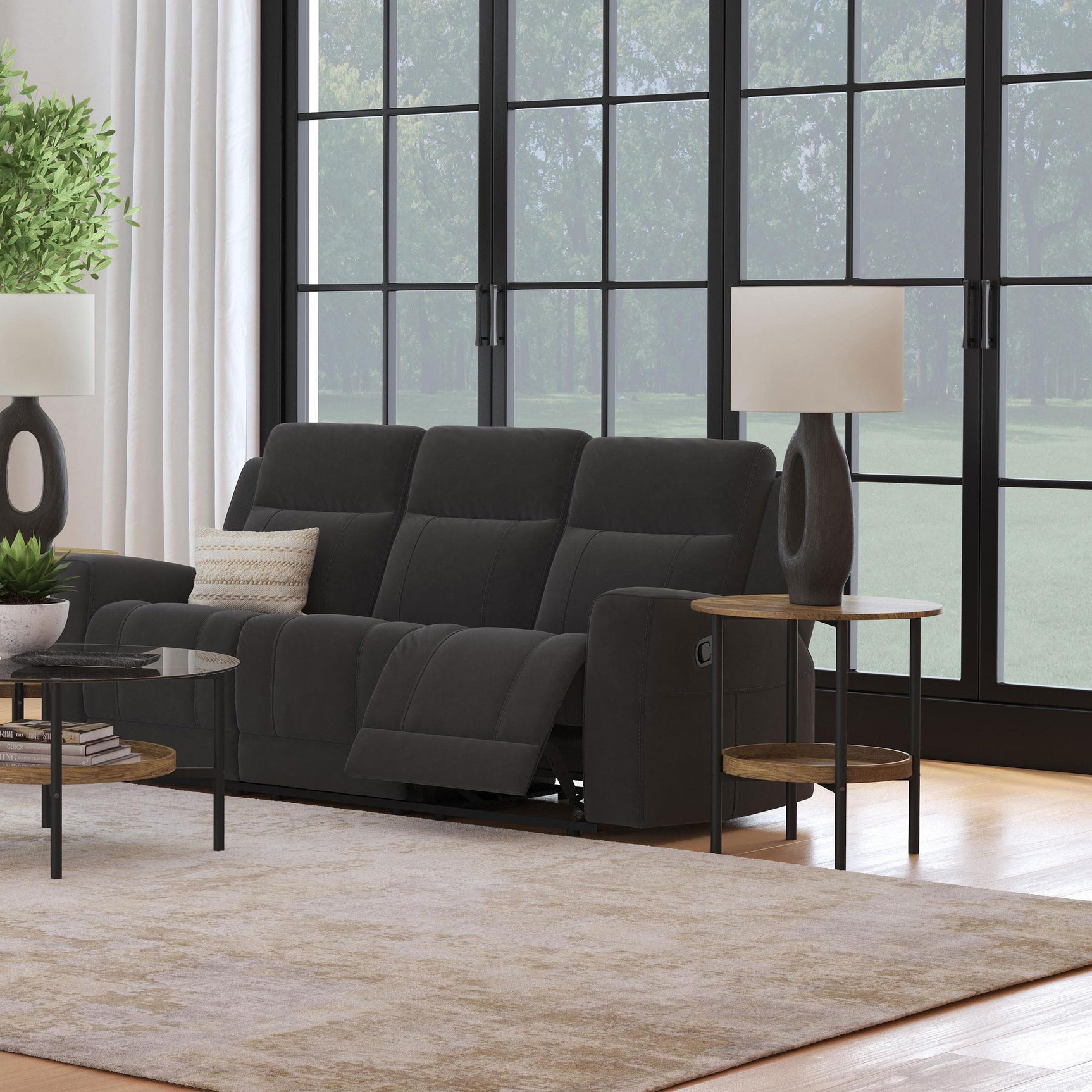 Brentwood reclining sofa side view showing recliner mechanism