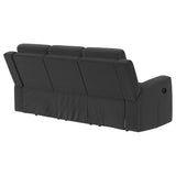Brentwood black reclining sofa in modern living room