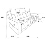 Brentwood taupe upholstered manual motion reclining sofa overall profile